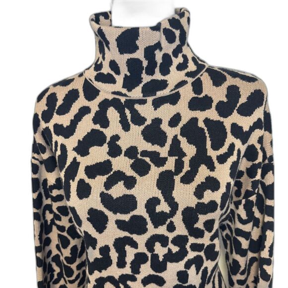 Cherrie Collette Animal Print Turtle Neck Sweater Womens Knit Stylish - Picture 4 of 6